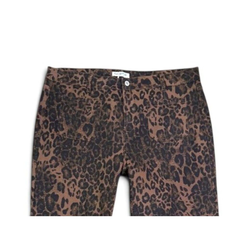 LUVMIA High-Rise Wide-Leg Cheetah Leopard Cropped Jeans, NWT! 2XL - Picture 2 of 8